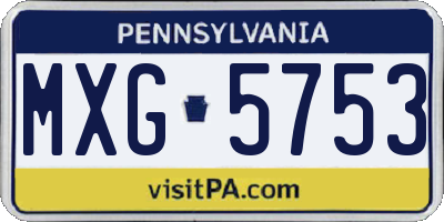 PA license plate MXG5753