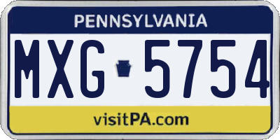 PA license plate MXG5754