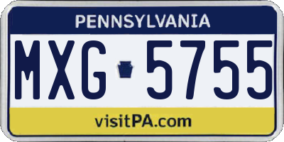 PA license plate MXG5755