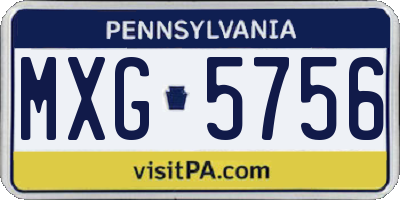 PA license plate MXG5756