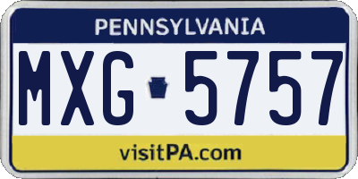 PA license plate MXG5757