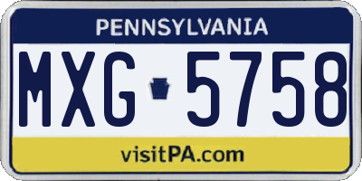 PA license plate MXG5758