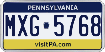 PA license plate MXG5768
