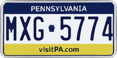 PA license plate MXG5774
