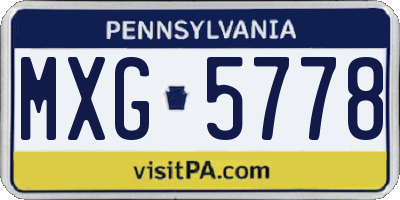 PA license plate MXG5778