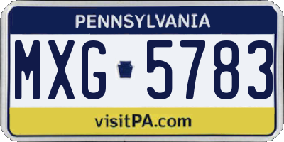 PA license plate MXG5783