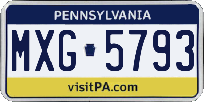 PA license plate MXG5793