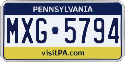 PA license plate MXG5794