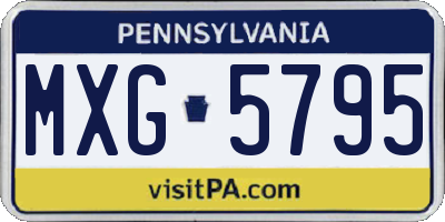 PA license plate MXG5795