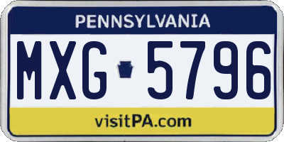 PA license plate MXG5796