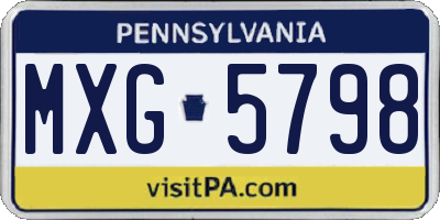 PA license plate MXG5798