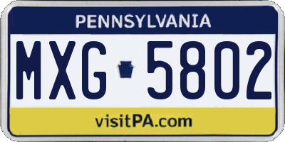 PA license plate MXG5802