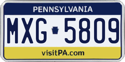 PA license plate MXG5809