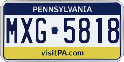 PA license plate MXG5818