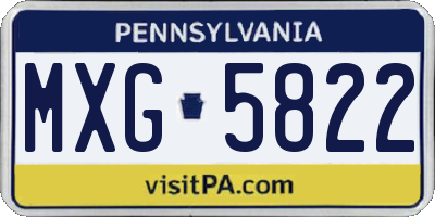 PA license plate MXG5822