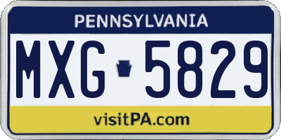 PA license plate MXG5829