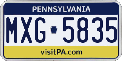PA license plate MXG5835