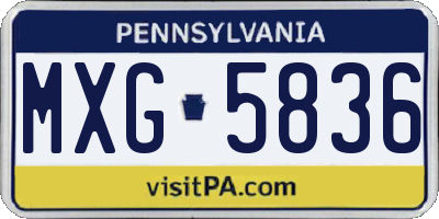 PA license plate MXG5836