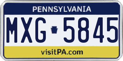 PA license plate MXG5845