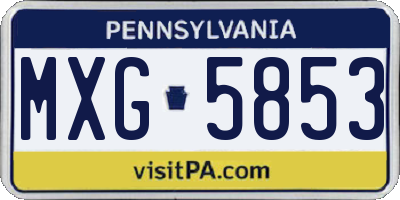 PA license plate MXG5853