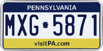 PA license plate MXG5871