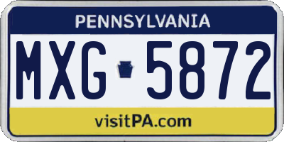 PA license plate MXG5872