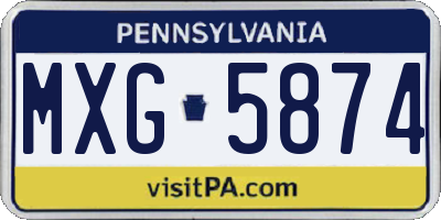 PA license plate MXG5874