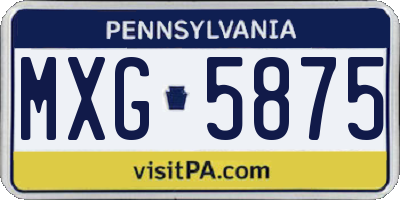 PA license plate MXG5875