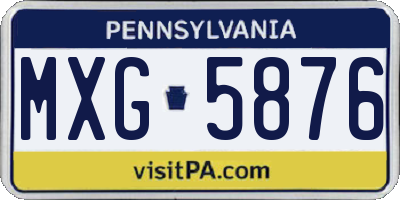 PA license plate MXG5876