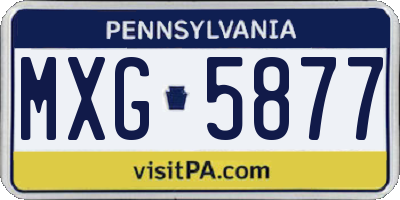 PA license plate MXG5877