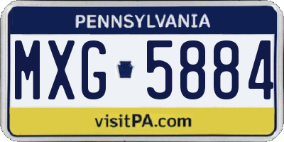 PA license plate MXG5884