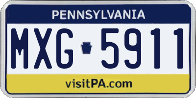PA license plate MXG5911