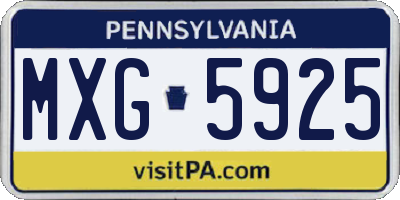 PA license plate MXG5925