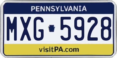 PA license plate MXG5928