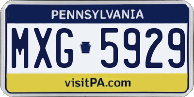 PA license plate MXG5929