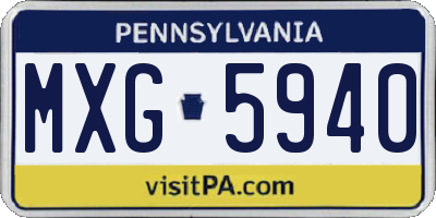 PA license plate MXG5940