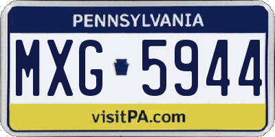 PA license plate MXG5944