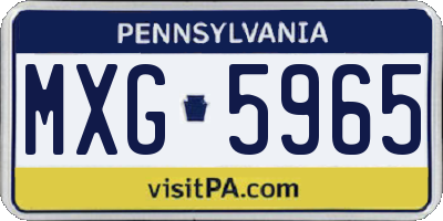 PA license plate MXG5965