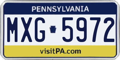 PA license plate MXG5972