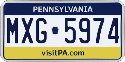 PA license plate MXG5974