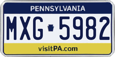 PA license plate MXG5982
