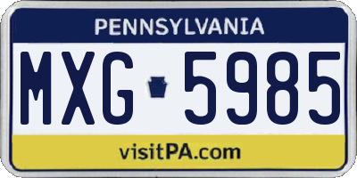 PA license plate MXG5985