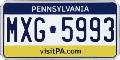 PA license plate MXG5993