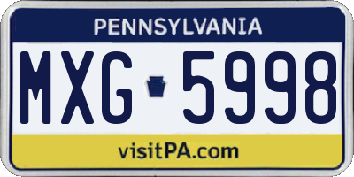 PA license plate MXG5998