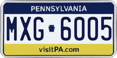 PA license plate MXG6005