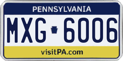 PA license plate MXG6006