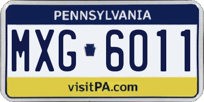 PA license plate MXG6011
