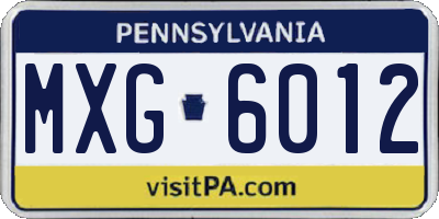 PA license plate MXG6012