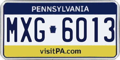 PA license plate MXG6013