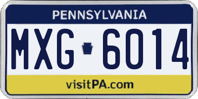 PA license plate MXG6014